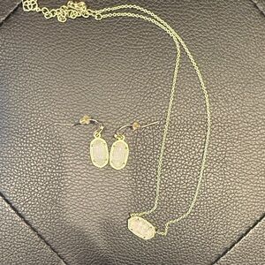 Kendra Scott white drusy Gold earrings & necklace
